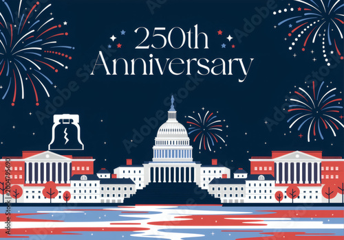 United States 250th Anniversary Washington DC Vector Card


