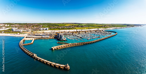 Konstfotografi Brighton Marina from a drone, Brighton, East Sussex, England