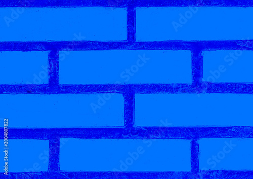 Old blue paint cold color navy brick wall structure cement pattern backdrop texture background