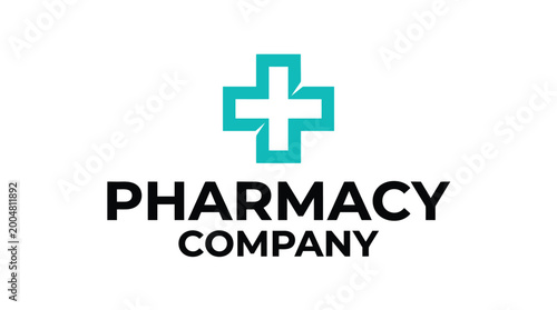 Pharmacy Company Logo with Medical Cross Symbol.