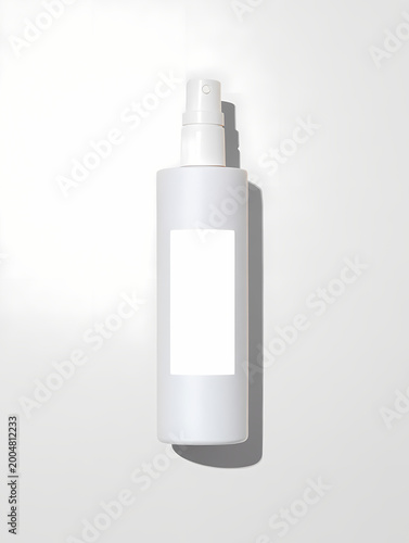 empty white spray bottle on clean white background for product display