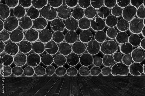 Annual Wooden Rings Cut Wood Surface Abstract Interior Design Tree Background Dark Wall Black