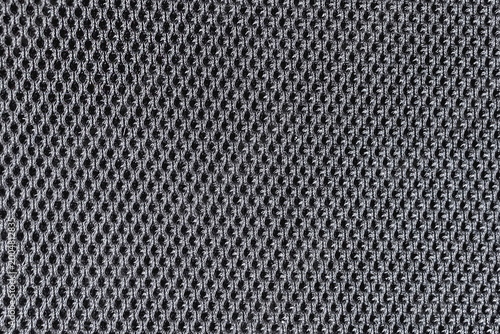 Texture dark grey mesh upholstery office chair abstract geometric pattern texture background, close up