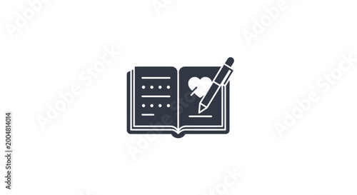 Tableau sur toile Black and white open book icon.