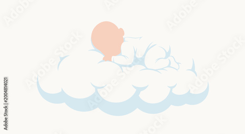 Canvastavla Baby Sleeping on White Clouds.