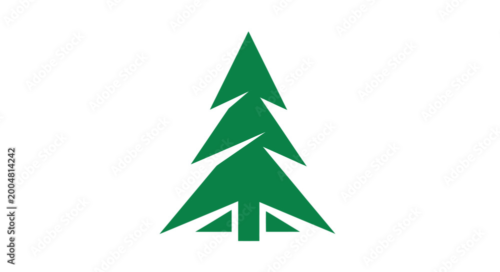 Fototapeta premium Green Evergreen Tree Simple Icon.