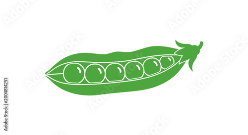 Schilderij op canvas Green pea pod with seeds inside.