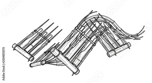 Bilde på lerret Traditional Bamboo Pan Flute Musical Instrument Drawing.