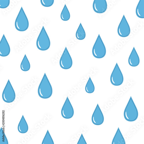 Obraz na płótnie Blue Water Drops Falling Slowly Down.