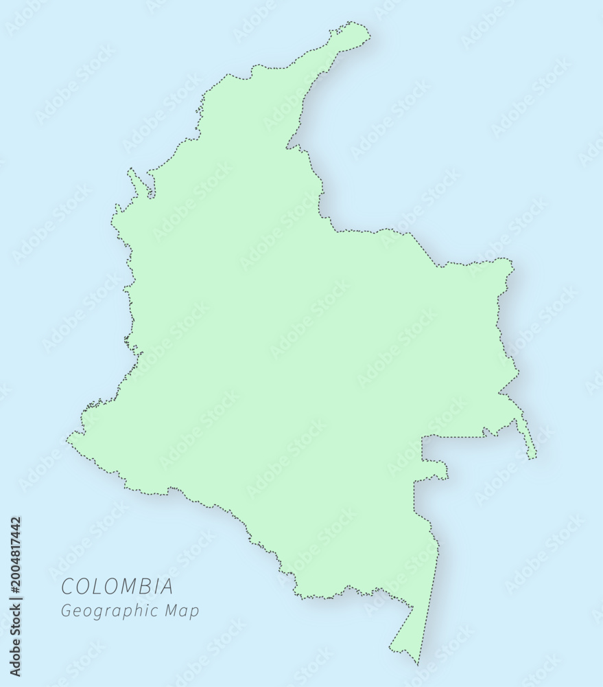 Obraz premium Colombia Geographic Map Minimal Clean Territory Shape Editable Vector