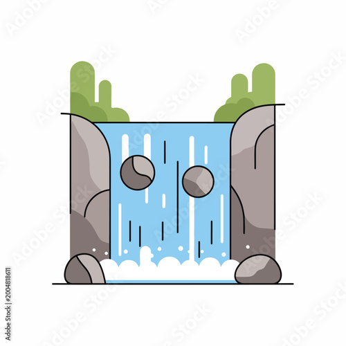 Картината върху платно Waterfall with rocks and stones.