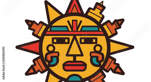 Canvas Print Aztec Sun Stone Symbol - Ancient Mexican Culture Art