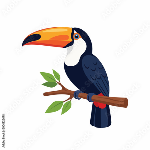 Schilderij op canvas Colorful Toucan Bird Perched on Branch 1.