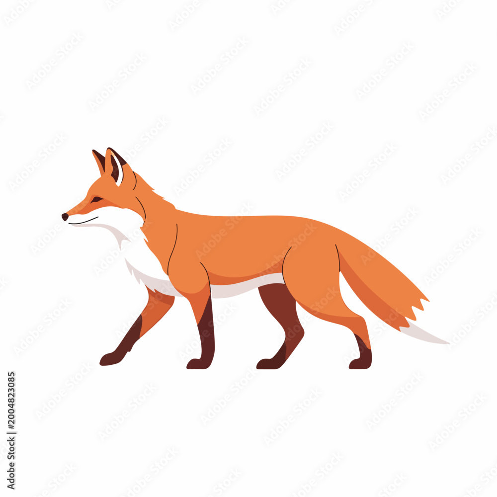 Obraz premium Illustration of a walking red fox.