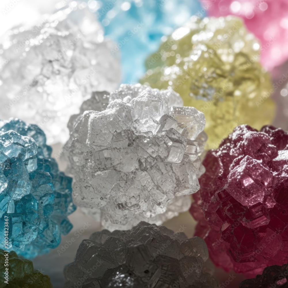 Fototapeta premium Close-up Macro View of Colorful Crystalline Mineral Formations.