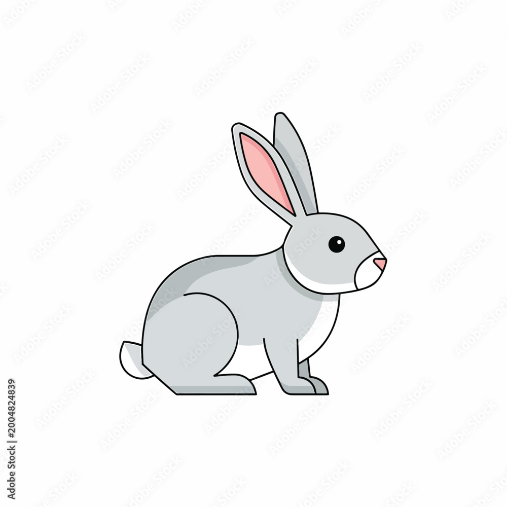 Fototapeta premium Cute Cartoon Rabbit Sitting Down.