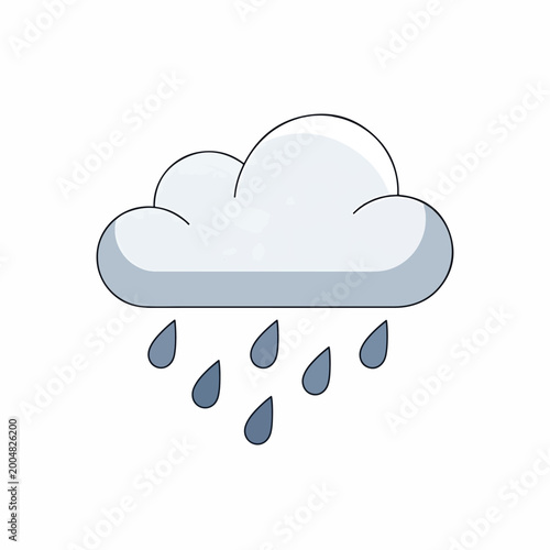 Фотография Cartoon Cloud with Rain Drops Falling.