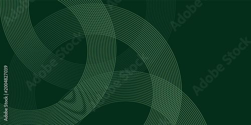 Tableau sur toile Abstract dark green background with overlapping concentric thin line circles and elegant geometric patterns