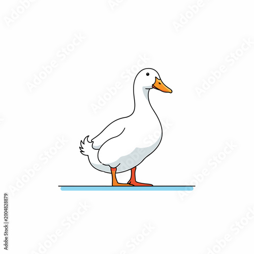 Εκτύπωση καμβά White Duck Standing on Water Surface.