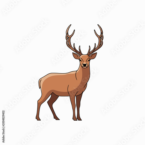 Large Deer with Big Antlers Standing.
