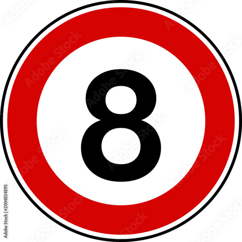 Free Download Circular Red Maximum Speed Limit 8 Road Sign Vector - GFXLoad