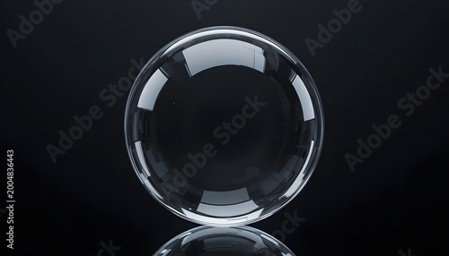 A clear glass sphere on black background.