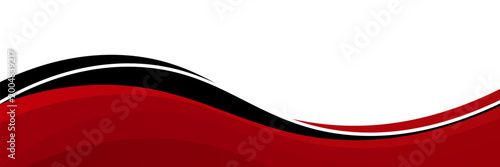 Free Download Abstract Red and Black Wavy Banner Background with Smooth Dynamic Curves on White Space. Vector Illustration - GFXLoad