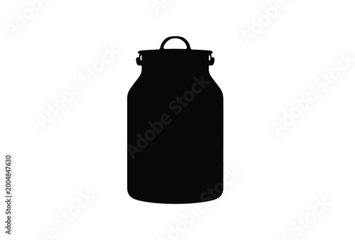 Foto A stark black silhouette of a vintage milk jug with a handle silhouette