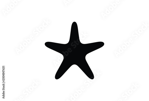 Schilderij op canvas A simple black starfish shape isolated on a plain white background silhouette