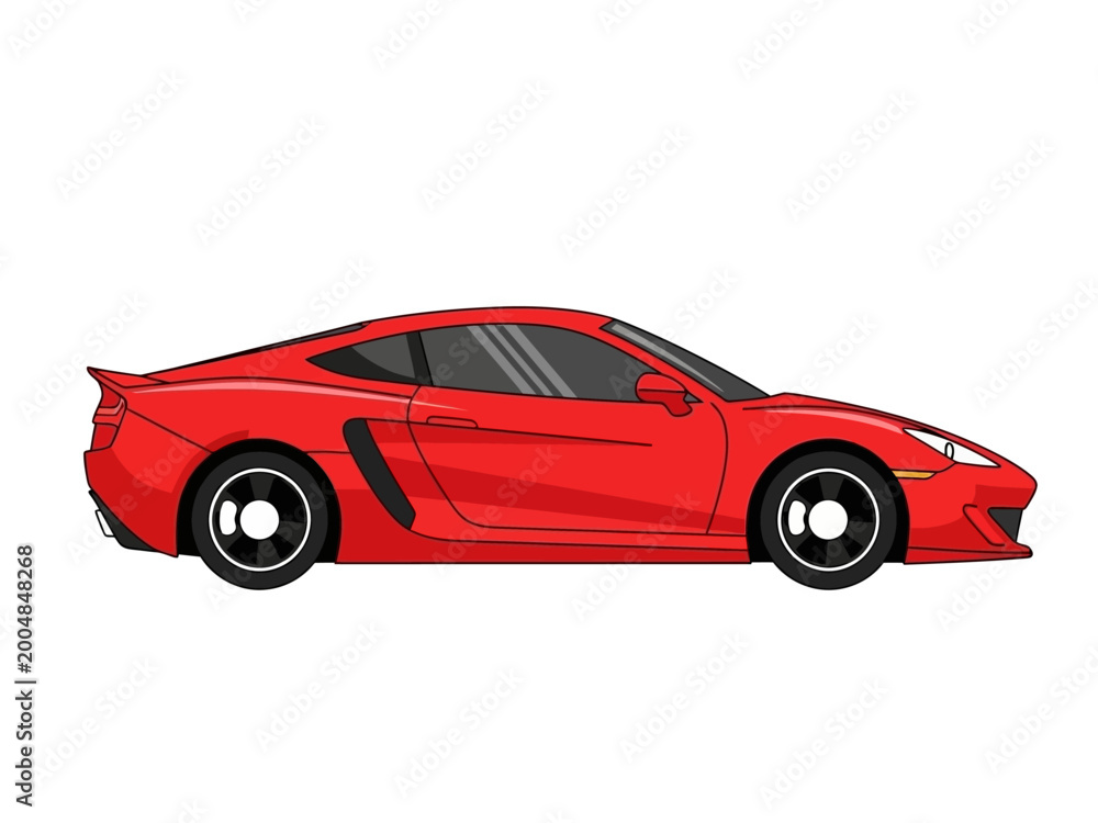 Obraz premium Sleek Red Sports Car Side View Illustration.