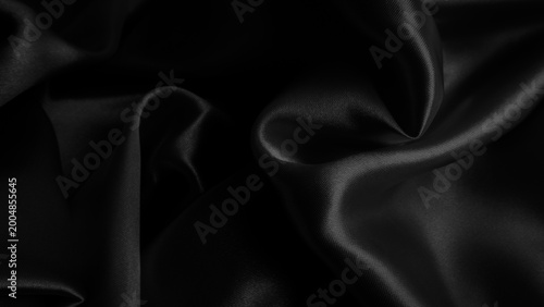 Black fabric background. Cloth wavy texture