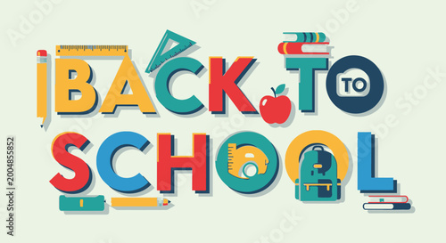 Quadro su tela Back to school colorful text.