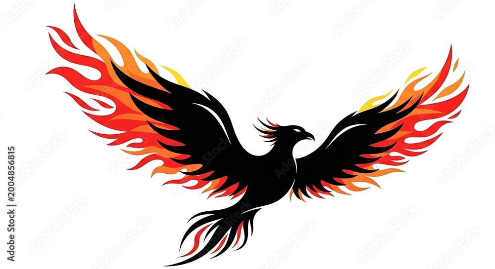 Fototapeta premium Mythical Phoenix Bird in Flames.