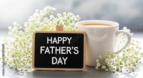 Happy father's day celebrating dad with coffee and flowers perfect gift ideas