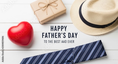 Happy father's day celebrating dad with gifts love and a stylish tie