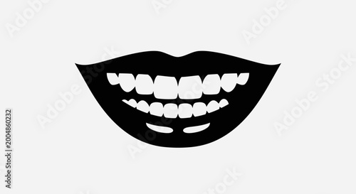 A black and white image of a smiling mouth