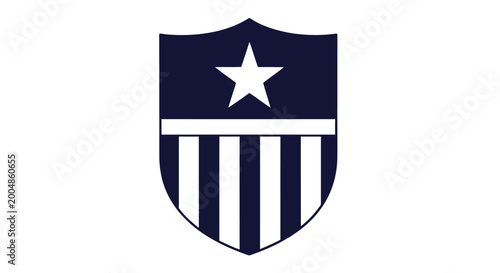A shield with a blue top and white star