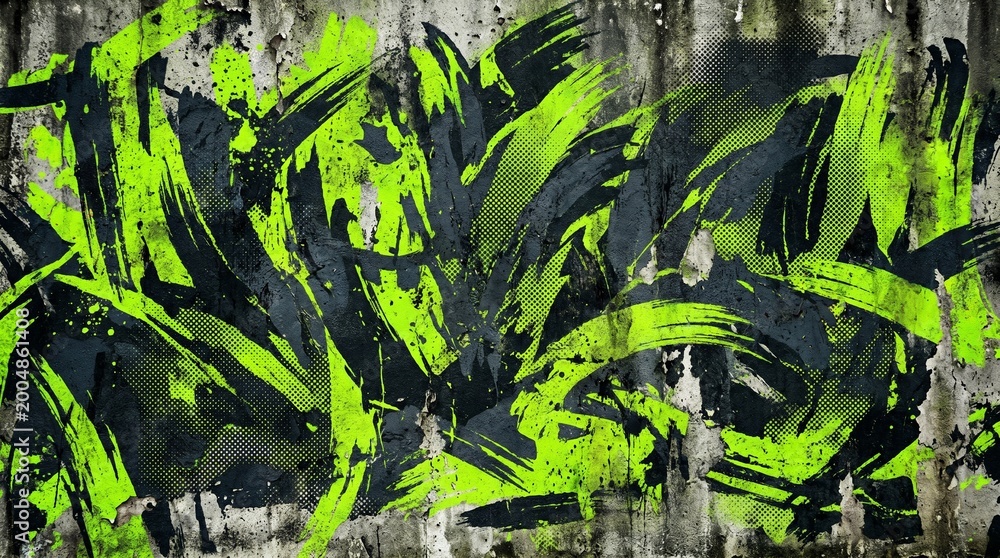 Fototapeta premium Neon Green Street Art Background