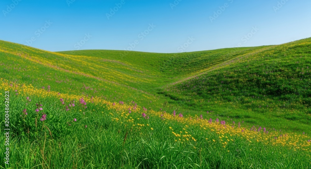 Obraz premium Vibrant Rolling Hills of Wildflowers