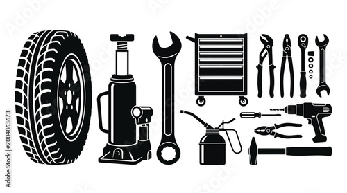 Foto Set of car repair tools
