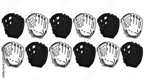 Foto Set of baseball gloves, vector illustration of sports equipment, collection of l