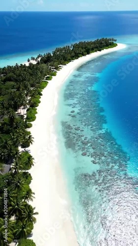 Drone Footage of Tropical Island Coastline from Above