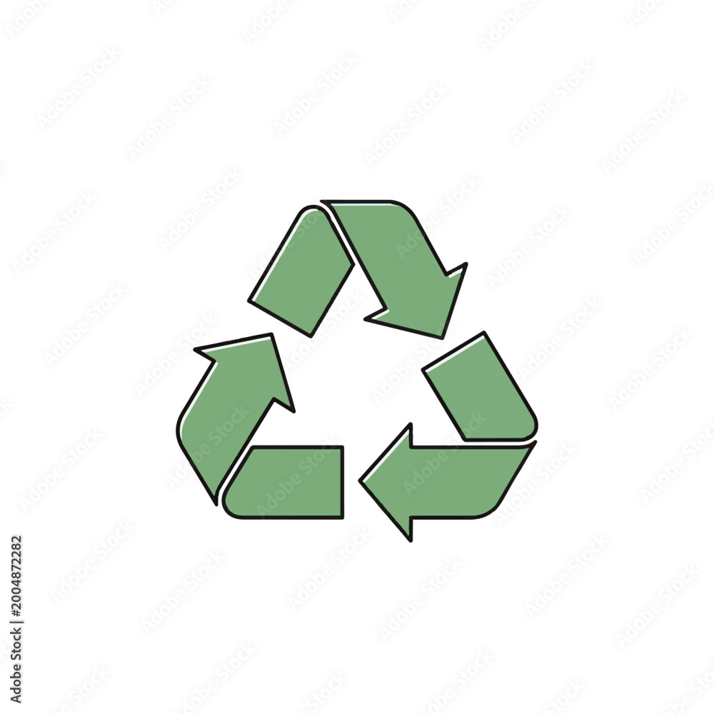 Obraz premium Green recycling symbol with arrows.