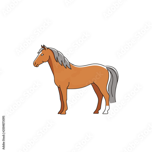 Bilde på lerret Brown Horse Standing Alone Profile View 3.