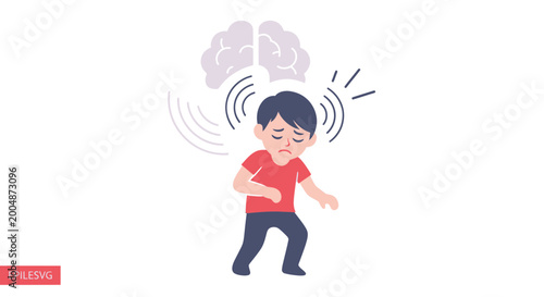 Tableau sur toile Child experiencing seizure with brain waves, epilepsy concept