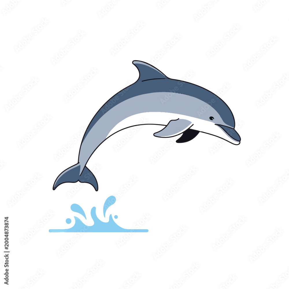 Obraz premium Cartoon dolphin jumping out water 1.