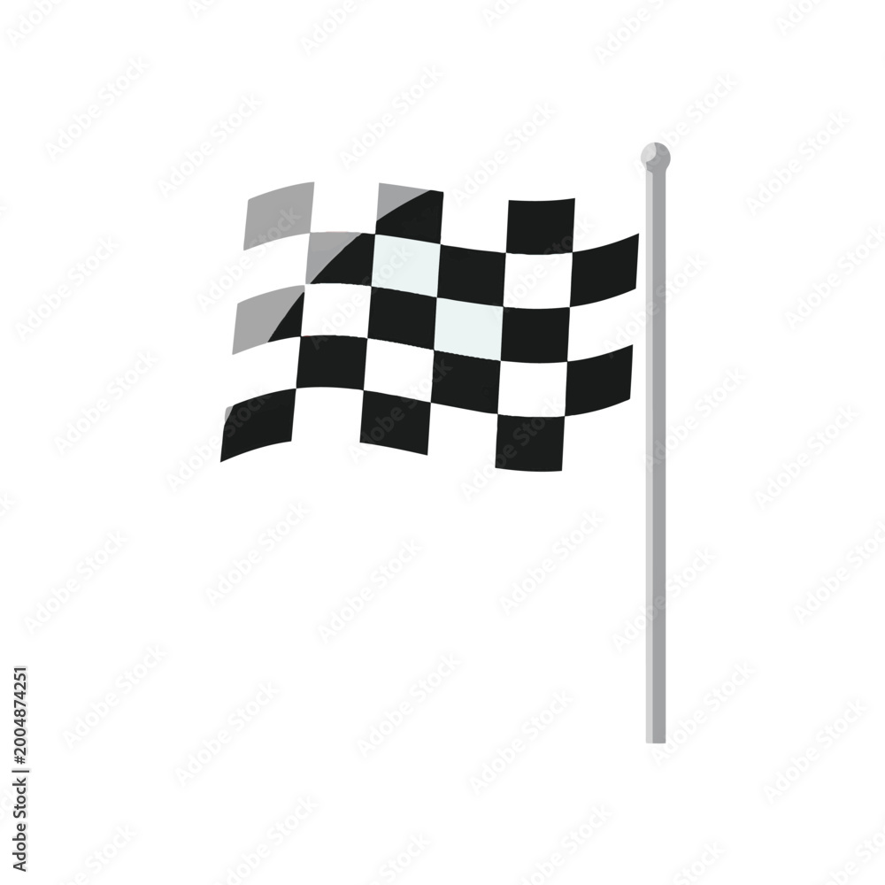 Fototapeta premium Waving Checkered Flag on Pole.
