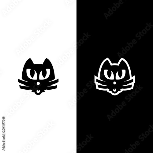 Black Cat Head Logo Design