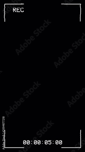 Camcorder Recording Vertical Screen Interface with Timecode and REC Indicator Overlay 4k video animation seamless loop