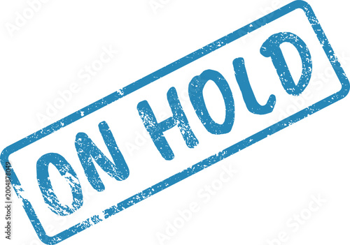 Foto Temporarily pending status Rubber stamp displaying blue ON HOLD text with a grun